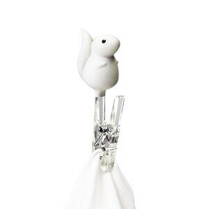 Qualy Design White Peg Squirrel Clothespins Clips NEW in box